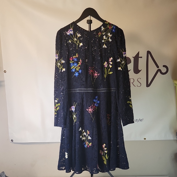 Karen Millen Dresses & Skirts - Karen Millen Navy Dress with Embroidery